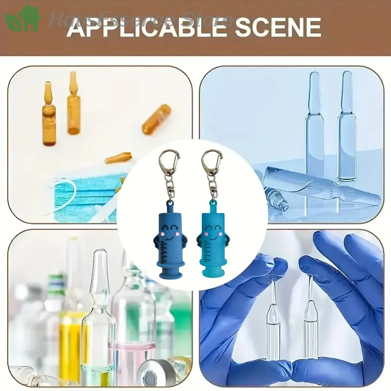 ※Syringe-Shaped Ampoule Container Opener Keychain Rubber Cutter Aid Medication Vial Breaker Tool For Use In House Nurses