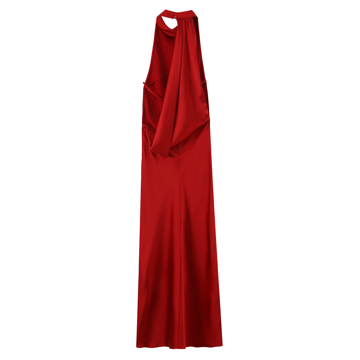 KONDALA elegante vestido de fiesta de satén rojo Halter vestido largo sin espalda moda 2025 Club de noche vestido recto elegante de Año Nuevo
