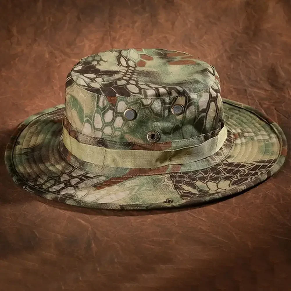 Camouflage Boonie Hat Tactical Hunting Bucket Hats Jungle Jungle Exploration Summer Cap Hunting Hiking Outdoor Camo Sun Caps Men