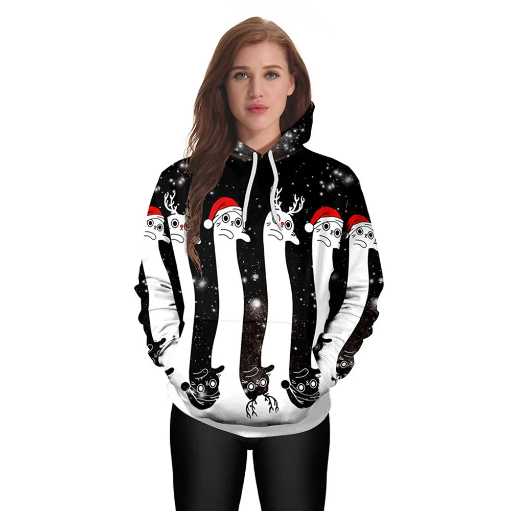 

Christmas hoodies sweatshirt Women's Christmas 3D Digital Printing Couple's Top