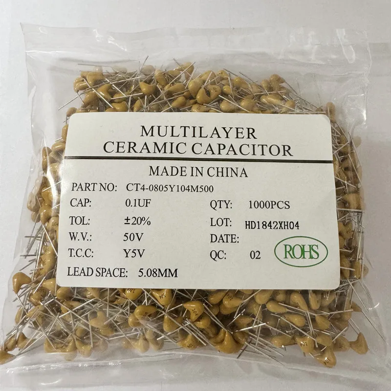 1000Pcs 50V Monolithic Ceramic Capacitor 20PF ~ 4.7UF 22PF 47NF 220NF 1NF 4.7UF 1UF 100NF 330NF 102 103 104 105 473 681 5.08mm