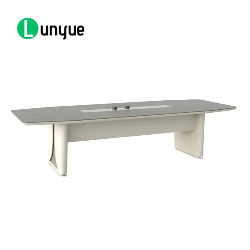 Modern Round Conference Table with Glass Top and Storage Cabinet Built in Power Outlet for Meeting Room Office Furniture