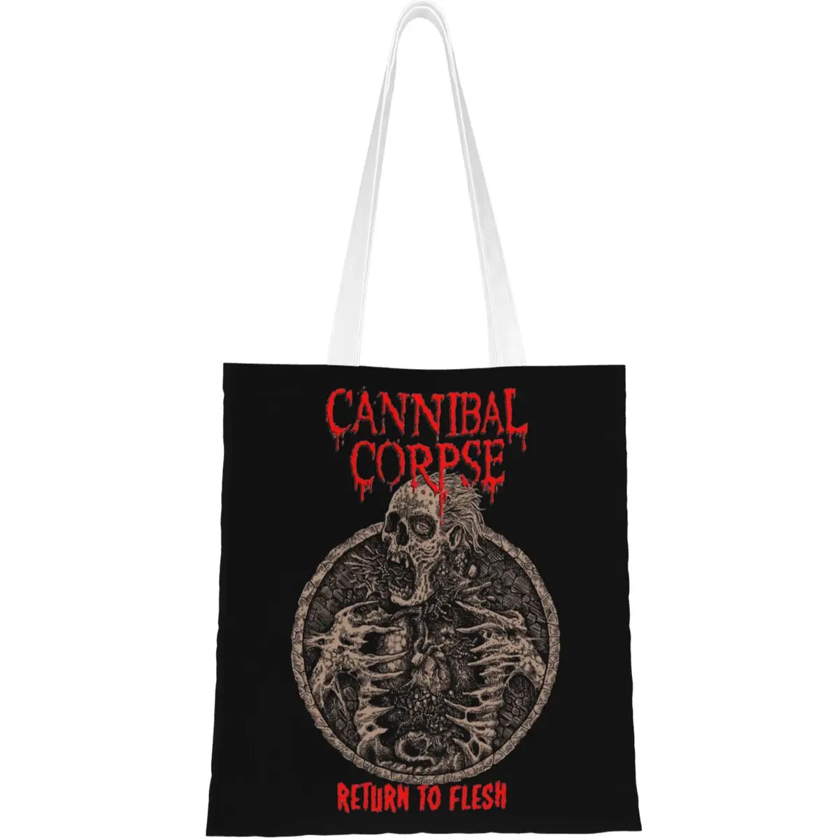 Cannibal Corpse Return To Flesh Canvas Tote Bag Y2K Large Capacity Death Metal Band Trend Bags for Women Men