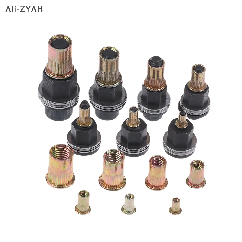 10pcs Hand Rivet Nut Tool Set Manual Riveter Kit With M3-12 Nut Heads For DIY Repair Installation, Easy Use Accessory