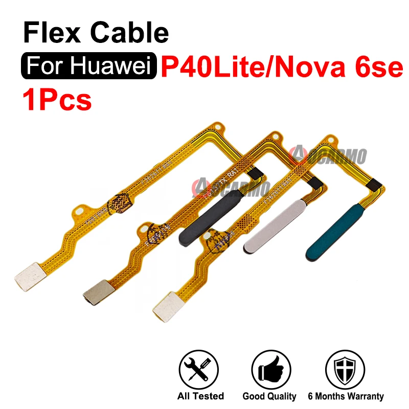 Black GreenFor Huawei P40 Lite / Nova 6se Home Button Fingerprint Touch ID Sensor Flex Cable Repair Parts