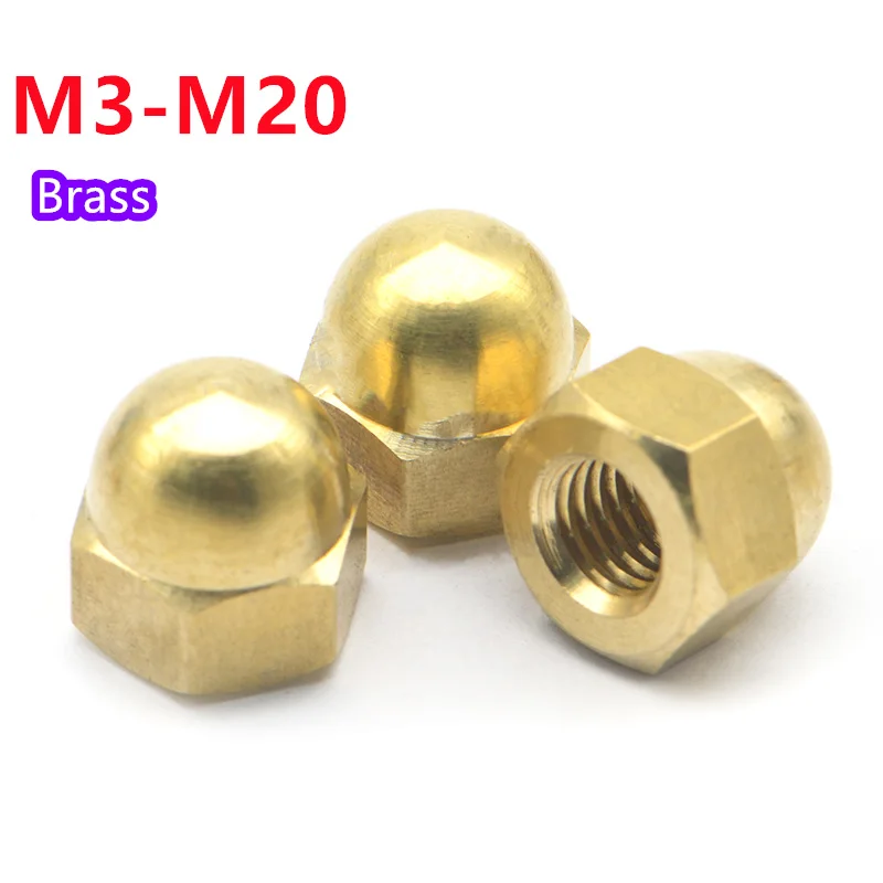 

M3 M4 M5 M6 M8 M10 M12 M14 M16 M18 M20 Brass Hexagonal Cap Nuts Decorative Screw Caps Dome Nuts