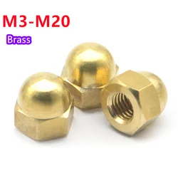 M3 M4 M5 M6 M8 M10 M12 M14 M16 M18 M20 Brass Hexagonal Cap Nuts Decorative Screw Caps Dome Nuts