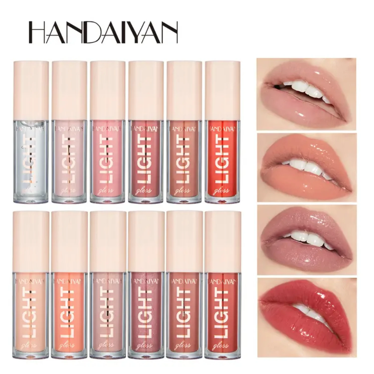 HANDAIYAN Mirror Light Liquid Lip Gloss 12 Colors Moisturizing Pearlescent Lip Gloss Lip Glaze For Girls