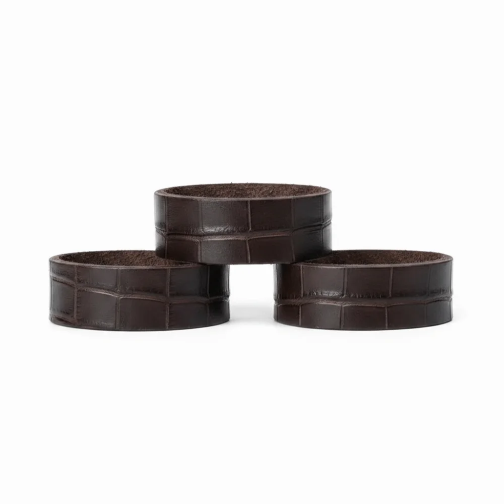 3PCS Cow Genuine Leather Belt Loop Keepers DIY Crocodile Pattern Belt Loop Delicate Waist Belt Holders