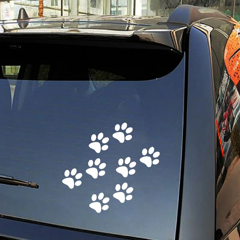 Car Cat Paw Print Sticker Creative 3D Animal Footprint Decal Sunscreen Waterproof Auto Door Window Paster Exterior Accessories