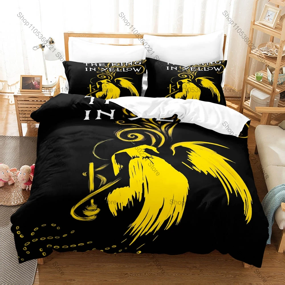 True Detective The King In Yellow Print Duvet Cover + 2 Pillowcases Weird Horror Fiction Themed Bedroom Bedding Kawaii Gift