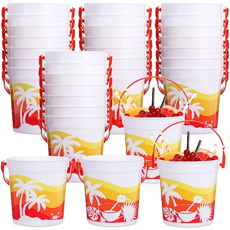 

oz Cocktail Rum Buckets for Drinks 4.69 x 3.78 x 4.8 Inch Plastic Bucket Drink Buckets for Parties with Handles Pcs