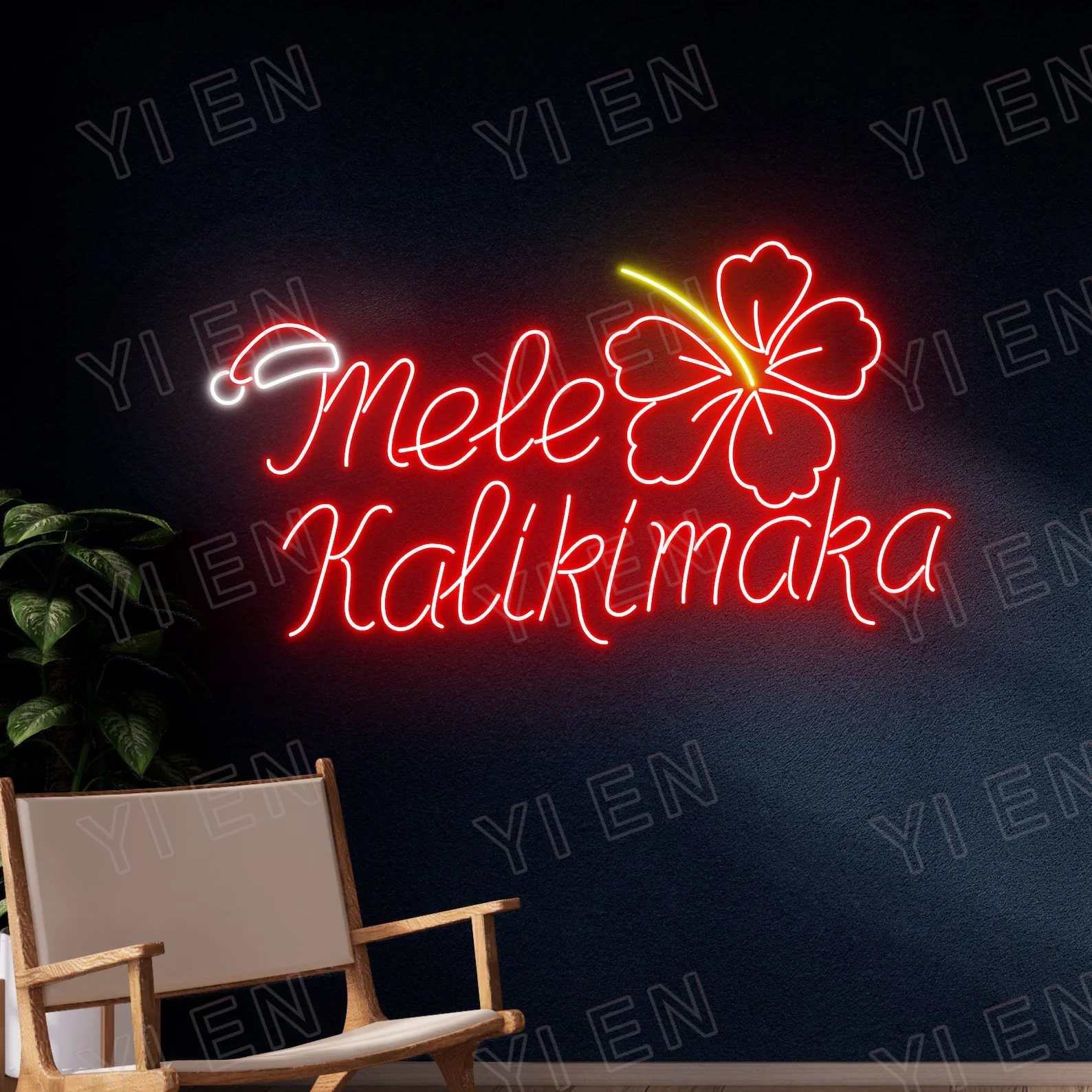 Mele Kalikimaka Neon Sign, Merry Christmas Hawaiian Led Sign, Christmas Hawaii Neon Light, Happy New Year Room Wall Decor, Holid