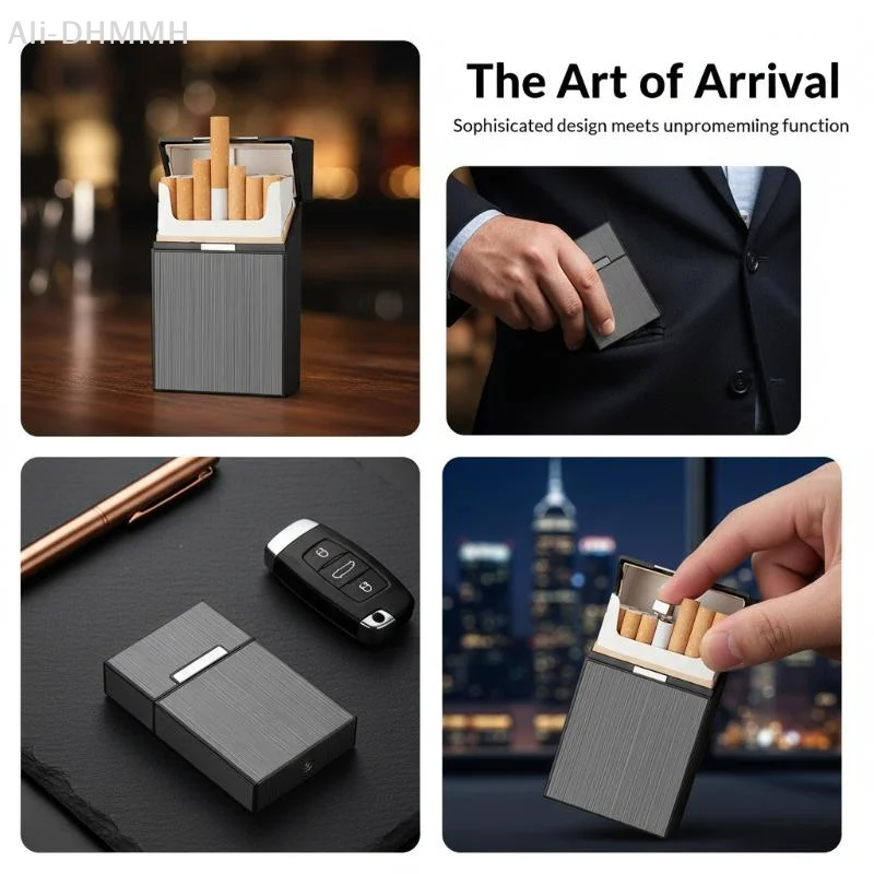 ZLinKJ 1PC Metal Cigarette Case 20 Cigarette Capacity Crush Proof For Daily Commute Outdoor Use Portable cigarette box