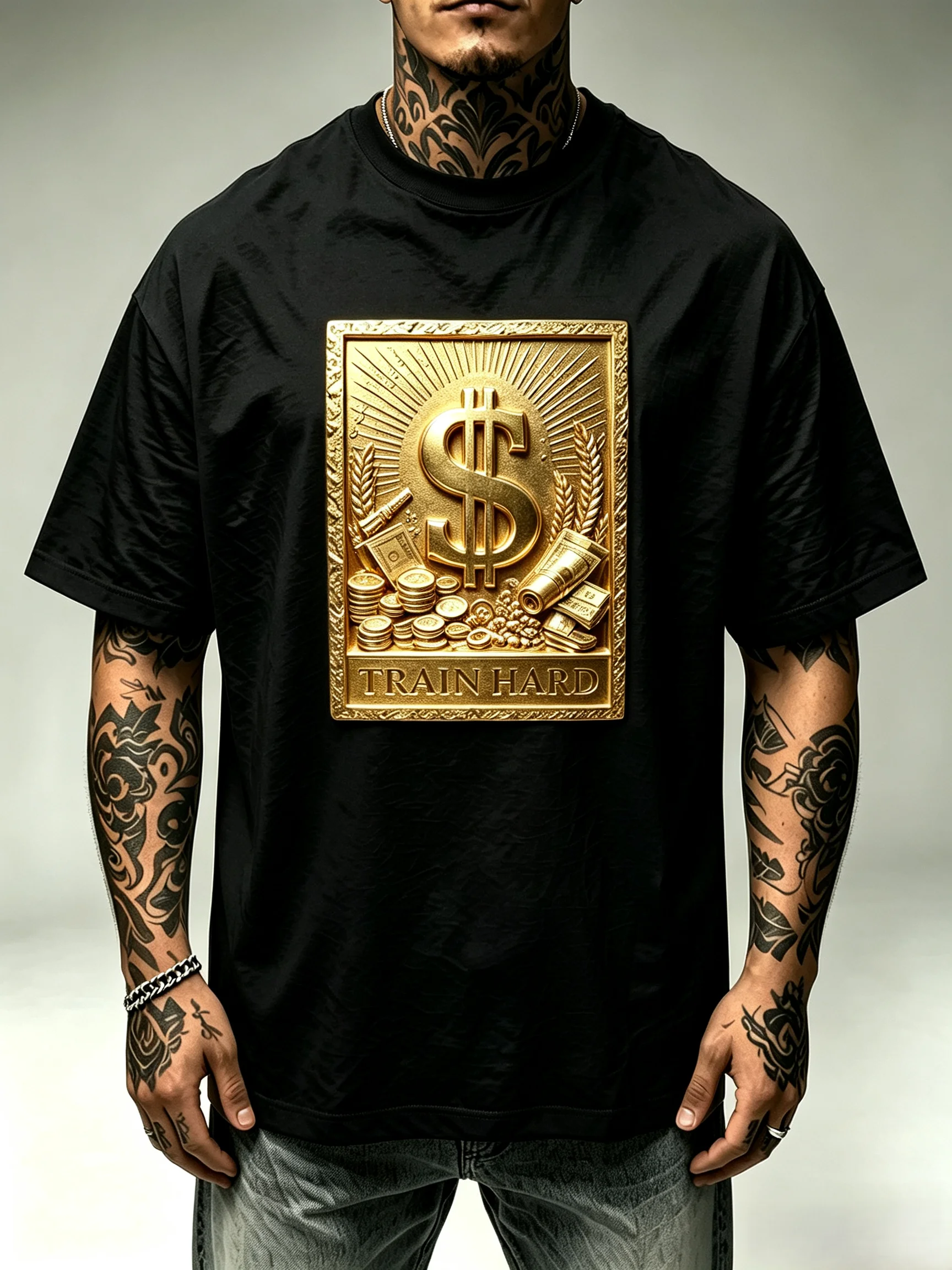 Unisex 3D Golden Pyramid Treasure Gold Coins Diamond Crown T‑Shirt for Men Women Vintage Wealth Art Print Tee Casual Cotton Short Sleeve Streetwear Tops