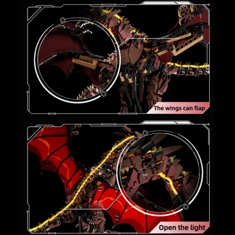 ตัวต่อบล็อกมังกรไฟ FUNXINEE 1439 ชิ้น แบบเชื่อมต่อได้ ของตกแต่งสัตว์ในตำนาน ของขวัญสร้างสรรค์