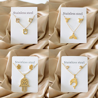 Cute Animals Necklace Earrings Sets Stainless Steel Jewelry For Women Girls Wedding Jewelry Pendants Necklaces And Earring Sets
