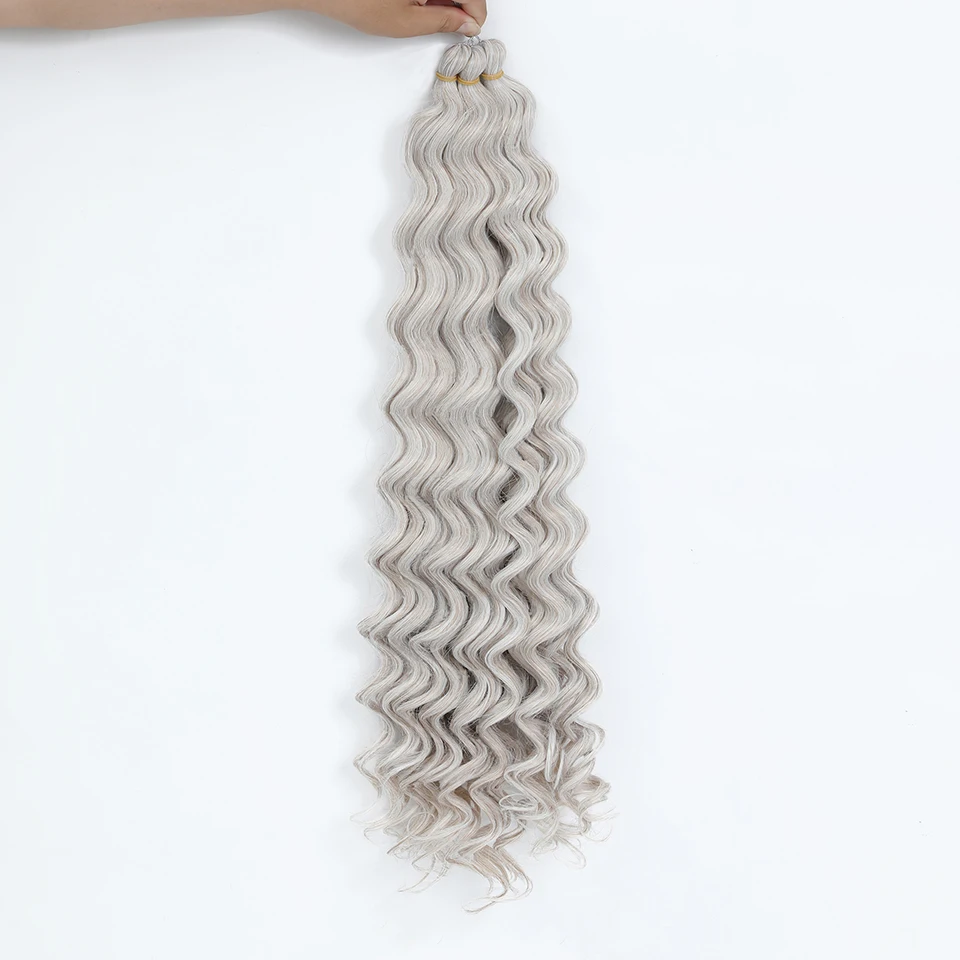 Tiefe Welle Twist Flechten Haarverlängerungen für Frauen Hochwertige synthetische Häkelzöpfe Haar 24 Zoll Ombre Bug Braun Afro Locken – Detail 16