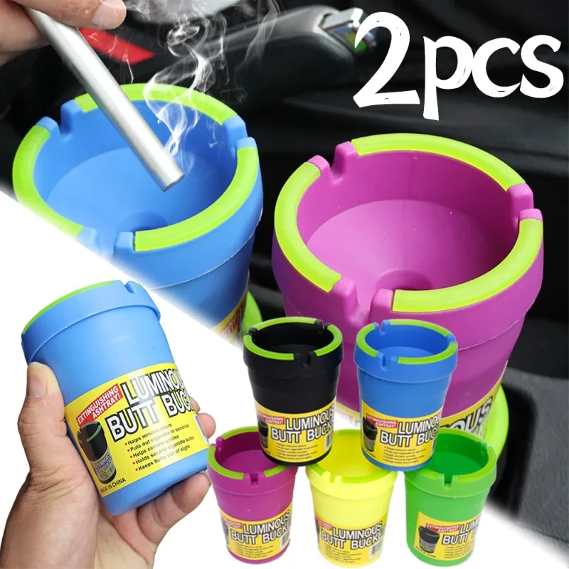 Portable Car Mounted Ashtray 2024 New Large Capacity  Random Colors Fashion Double-layer Plastic Ashtray Auto Accessories