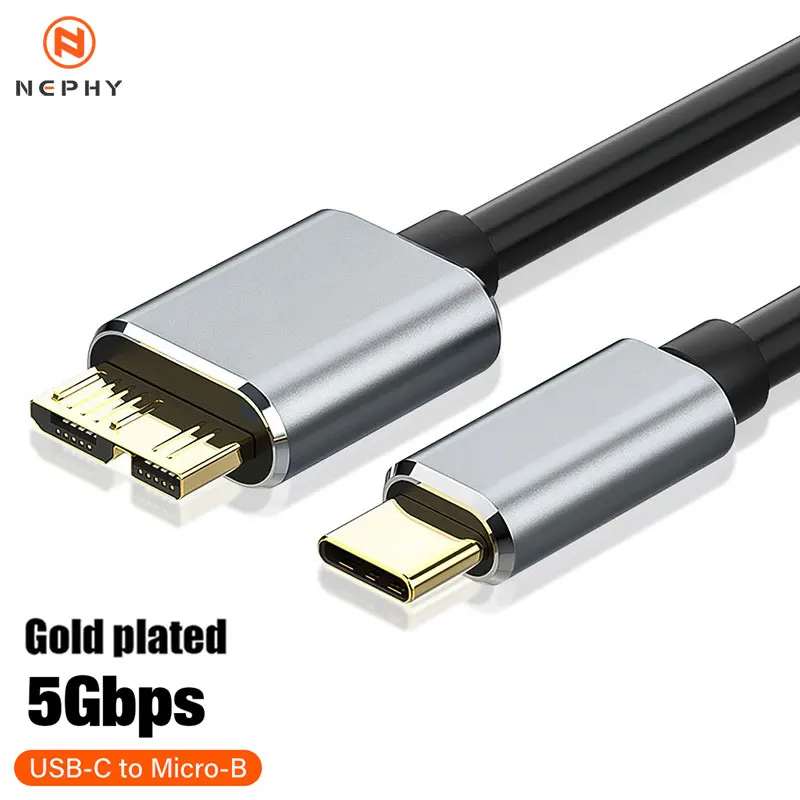 Gold plated USB C to Micro B 3.0 5Gbps Data Cable 3A Fast Charging Cord For Macbook Hard Drive Disk HDD SSD Case Micro B 0.25/3M