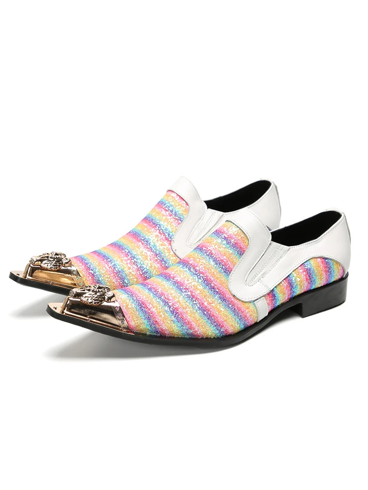 Brett Frühling Herbst Schuhe für Männer Metalle Hut Spike rosa Business Bankett Party sozialisieren Rindsleder Hochzeit Herren schuhe – Detail 25