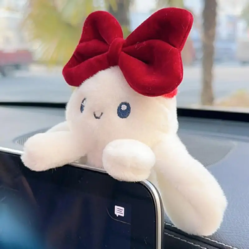 Car Screen Decoration Auto Center Console Rabbit Decor Novel Long-Eared Rabbit with Bowknot Vehicle Interior Display Accessory