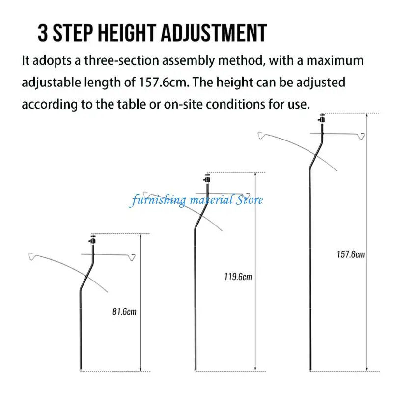 

Y5GD Camping Light Stand Detachable Aluminium Alloy Light Hangers with Double Hook Portable Adjustable Light Bracket