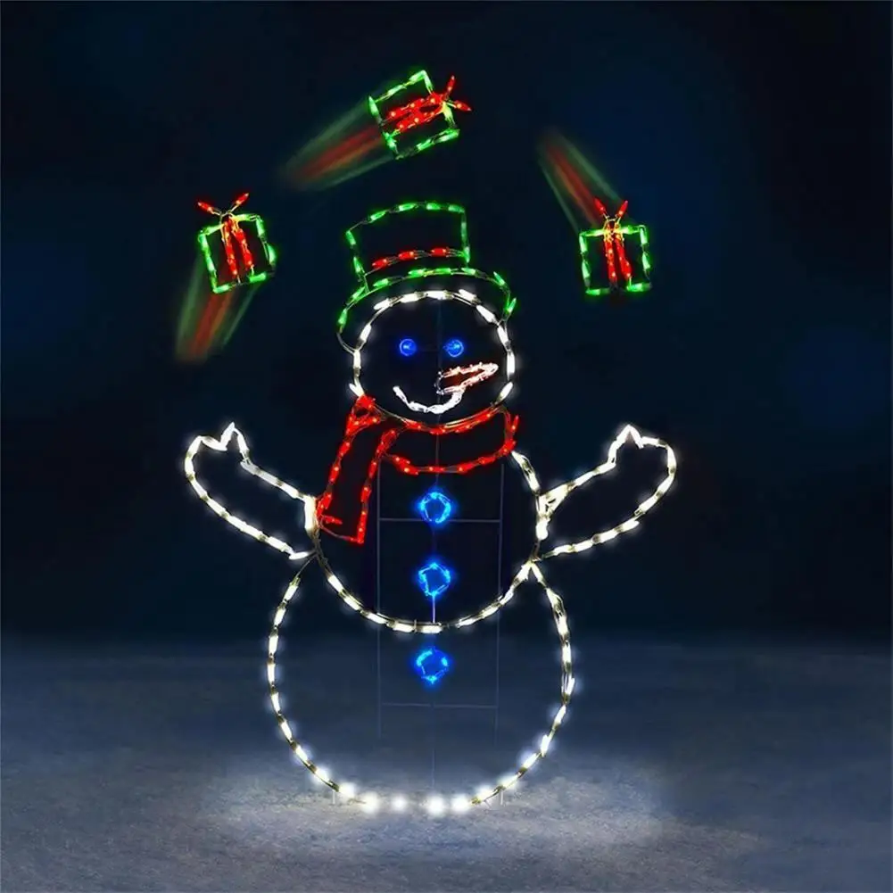 Christmas Ornament Led Flashing Light Frame Festive Christmas Light String Figurine Ornaments Penguin for Indoor for Garden