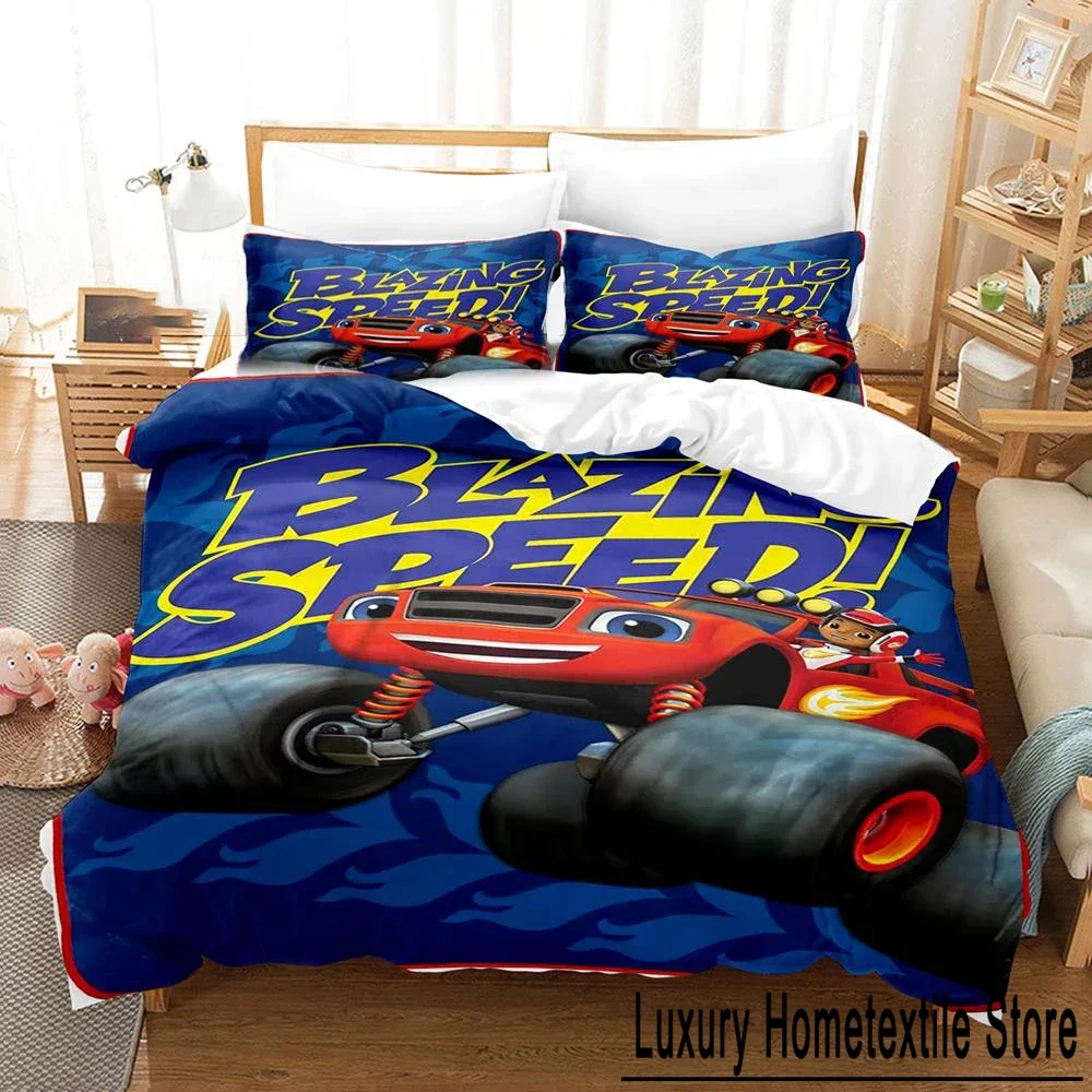 Cartoon Blaze and Monster Machines Speed Bedding Set Boys Girls Twin Queen Size Duvet Cover Pillowcase Bed Kids Adult