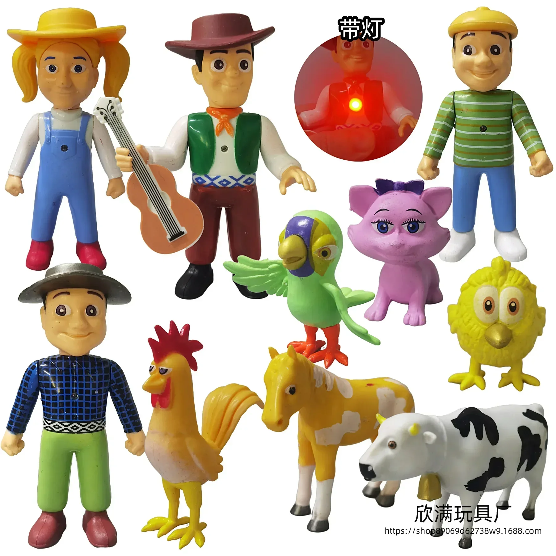 10pcs/set Cute Happy Farm Action Figures La Granja De Zenon Red Barn Barnyard Farm Kids Baby Animals PVC Dolls Toy Set Gifts