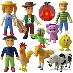 10pcs/set Cute Happy Farm Action Figures La Granja De Zenon Red Barn Barnyard Farm Kids Baby Animals PVC Dolls Toy Set Gifts