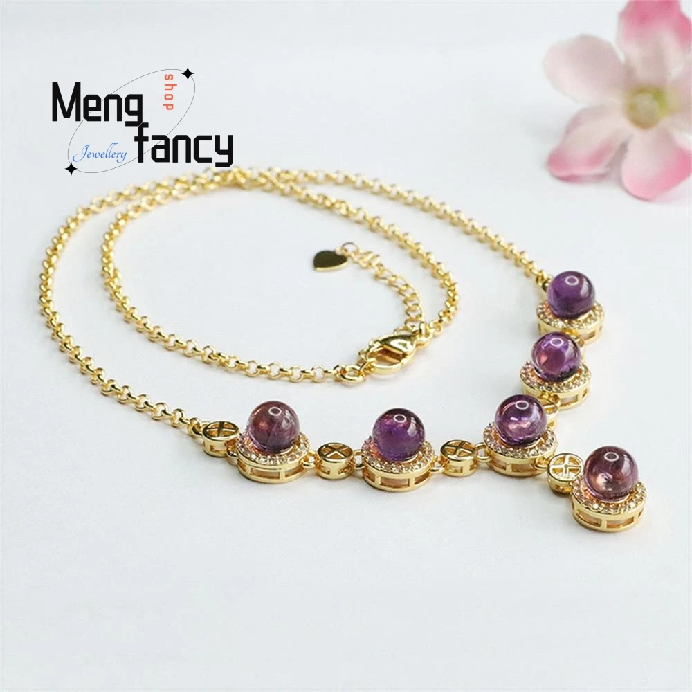 

Natural Amethyst Exquisite Necklace Colour Set Light Fashion Jewellery High-grade Best Selling Sexy Young Girls Holiday Gifts