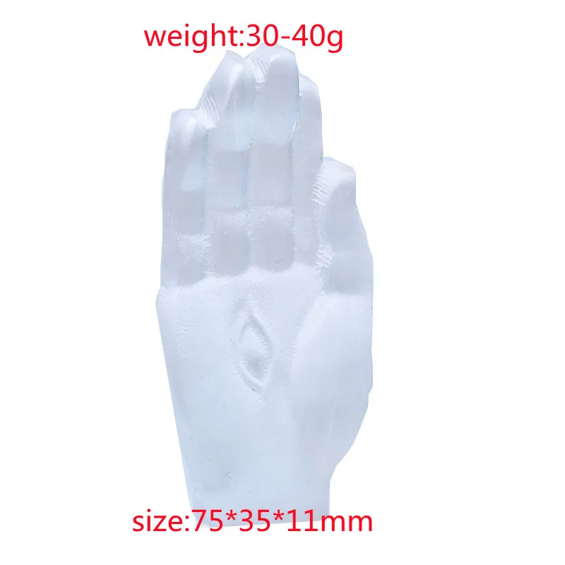 1PC Natural Crystal Fingered Citron Healing Stone Crafts White Selenite Hand Statue Cavring Halloween Charms Home Decor Mineral