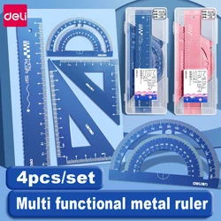 4 in 1 Metall Lineal Set Zeichnung Aluminium legierung Briefpapier quadratischen Winkel gerade Lineale mathematisch für Kinder Schul bedarf Werkzeug