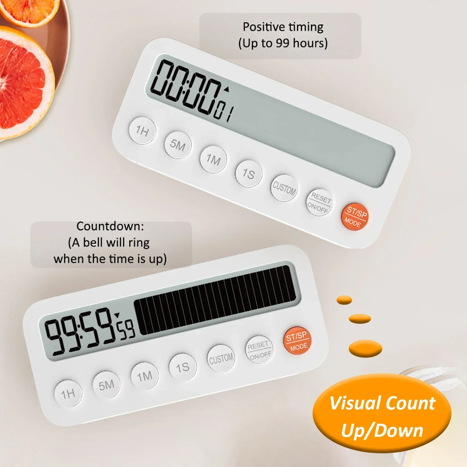 Digital Kitchen Timer Magnetic 99-Hour Countdown Countup Silent Visual Timer Home Classroom Study Stopwatch Kitchen Accessories