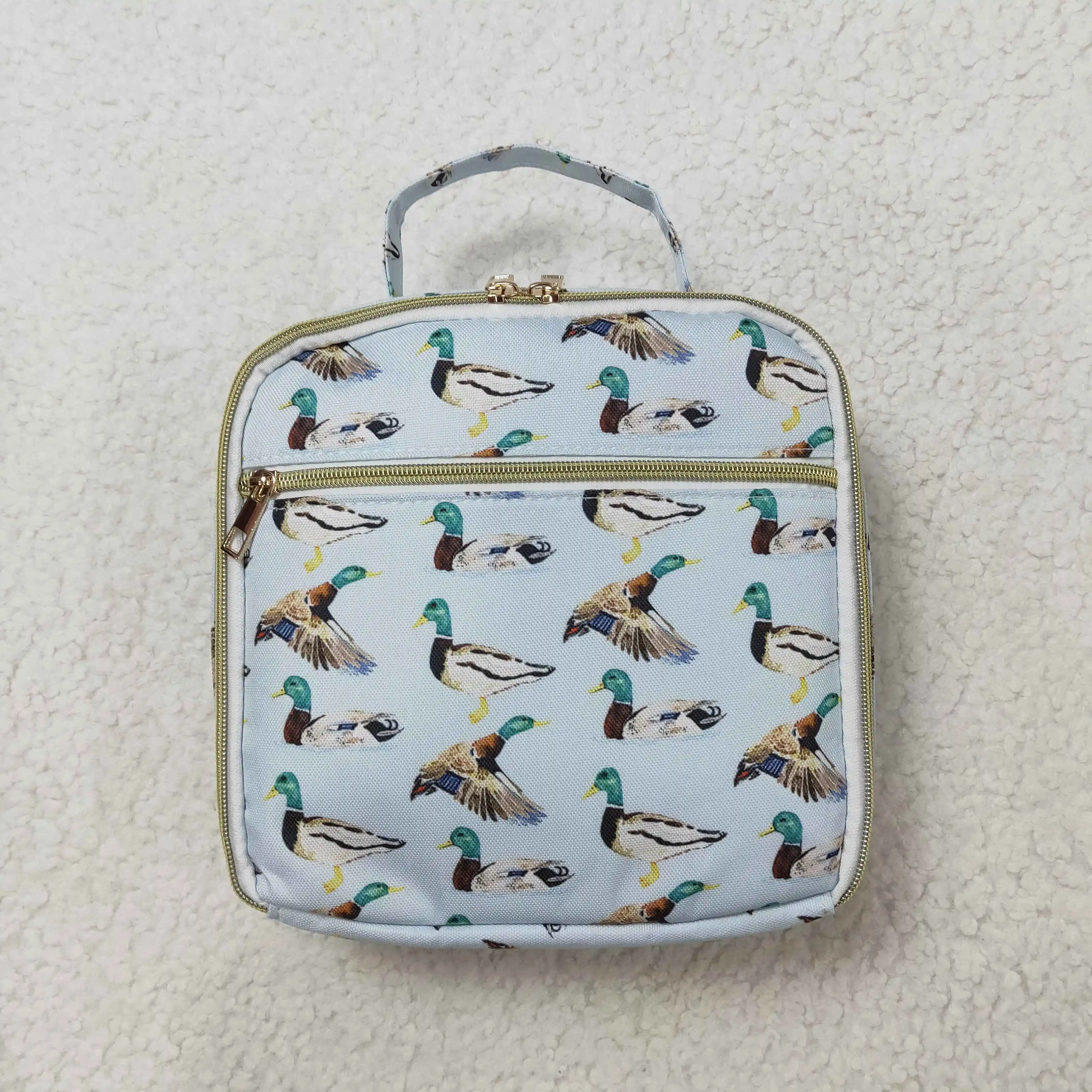 

New Fashion Back To School Baby Kids Mallard Ducks Hunting Lunch Dinner Picnic Box Bag Wholesale Boutique Children RTS