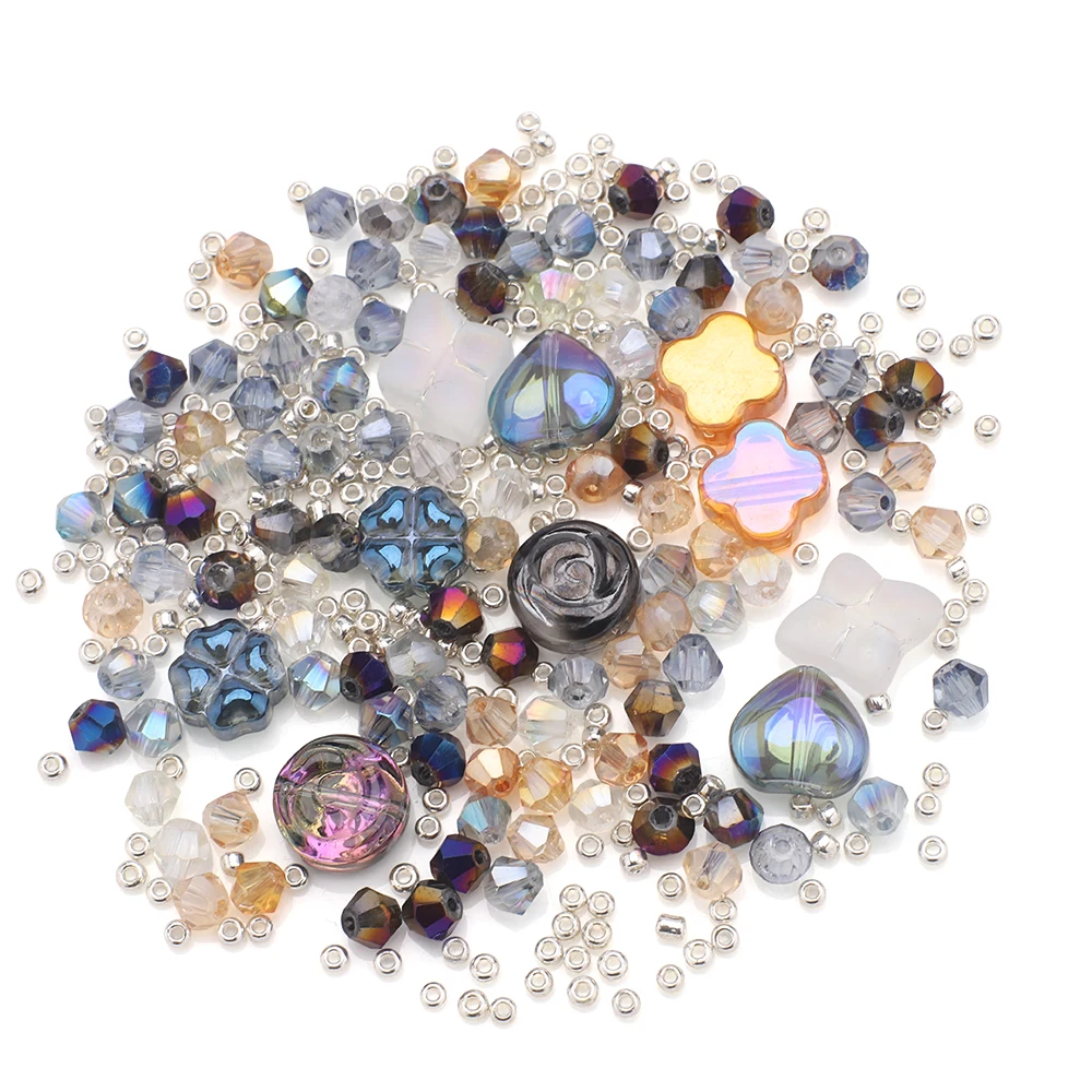 مزيج الزجاج الخرز غير النظامية القلب الصليب شكل كريستال قلادة Seedbeads Bicone DIY بها بنفسك صنع المجوهرات سلاسل الهاتف ديكور الملابس