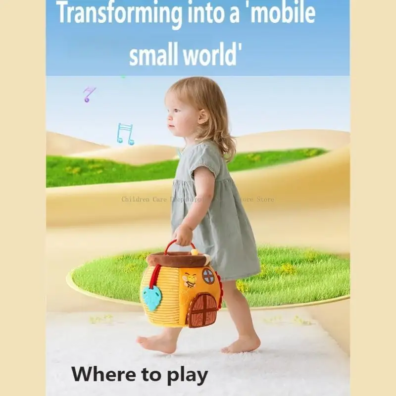 

Plush Honeypot Educational Doll for Toddler Promotes Fine Motor Skill with Teether Texture Surfaces for Home Decors