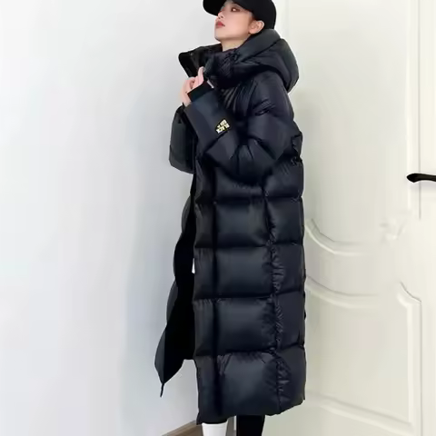 2024 Women Loose Cotton Padded Jacket Korean Ladies Long Over The Knee Puffer Coat Winter Female Black Gold Warm Cotton Padded