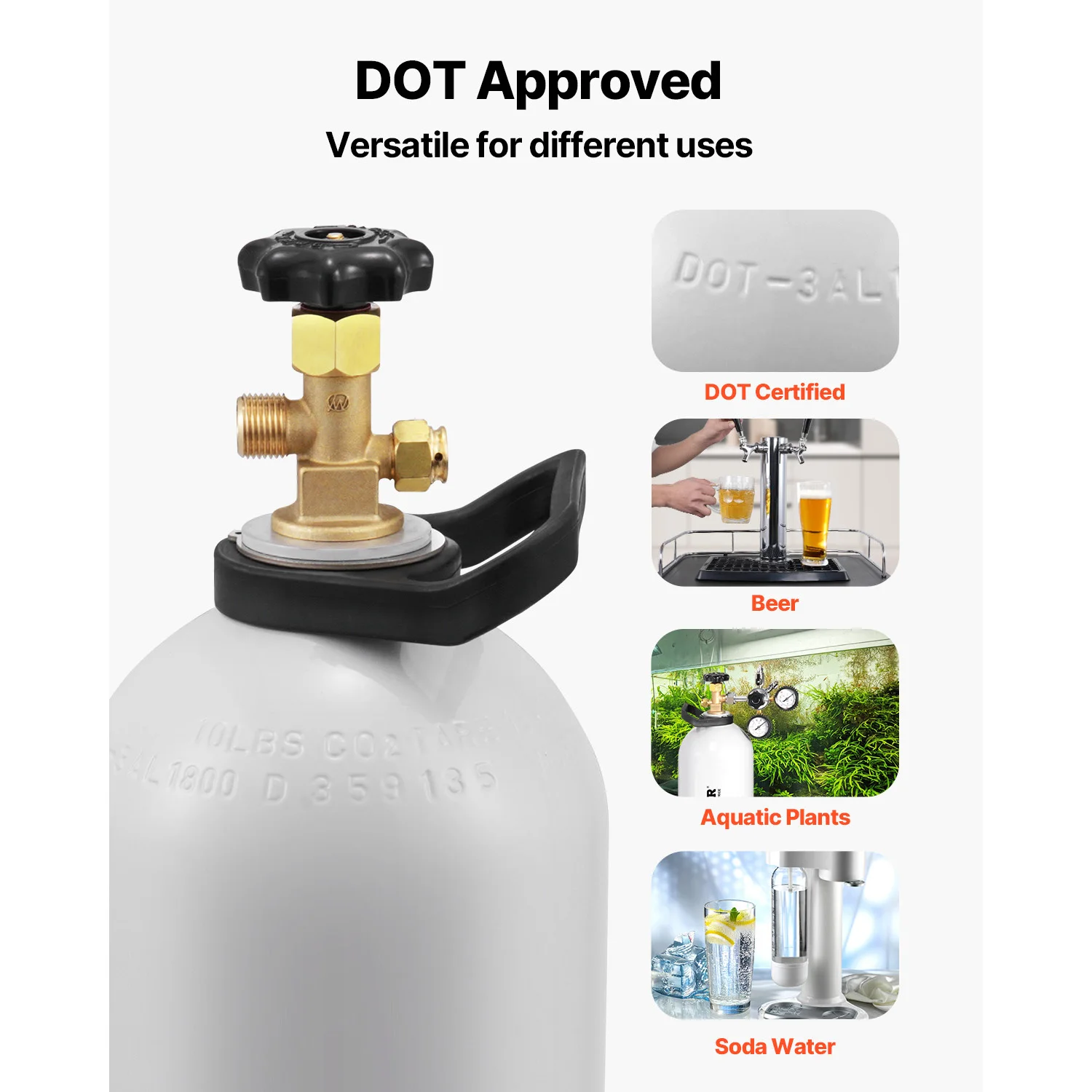 SucceBuy CO2 Tank 10 lbs New Aluminum Alloy Cylinder CO2 Air Tank with Light Spray Coating DOT Approved Cylinder for Draft Beer view 4