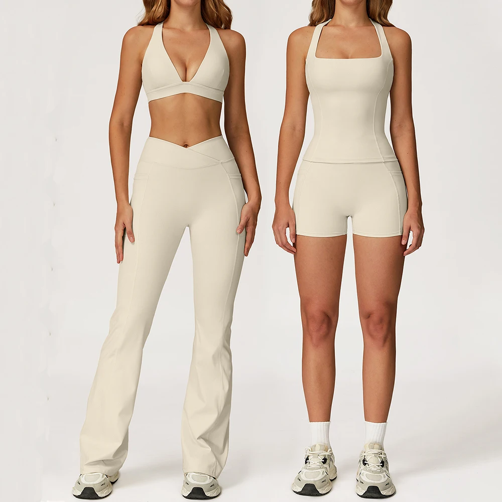 

Yoga Suit Women Tracksuit Gym Set Sports Bra High Waist Legging Shorts Outfit Fitness Running Workout Clothes Push Up Sportswear