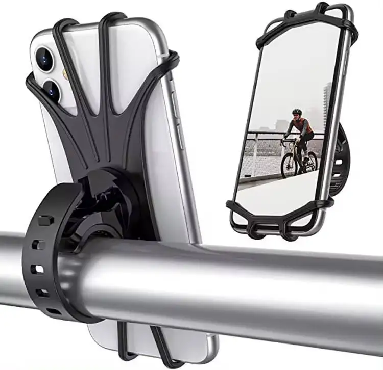 

360 Rotatable Mobile Phone Bicycle Motorcycle Holder Bike Safe Bracket Silicone Support Silicone Pull Type For All Phone Stand
