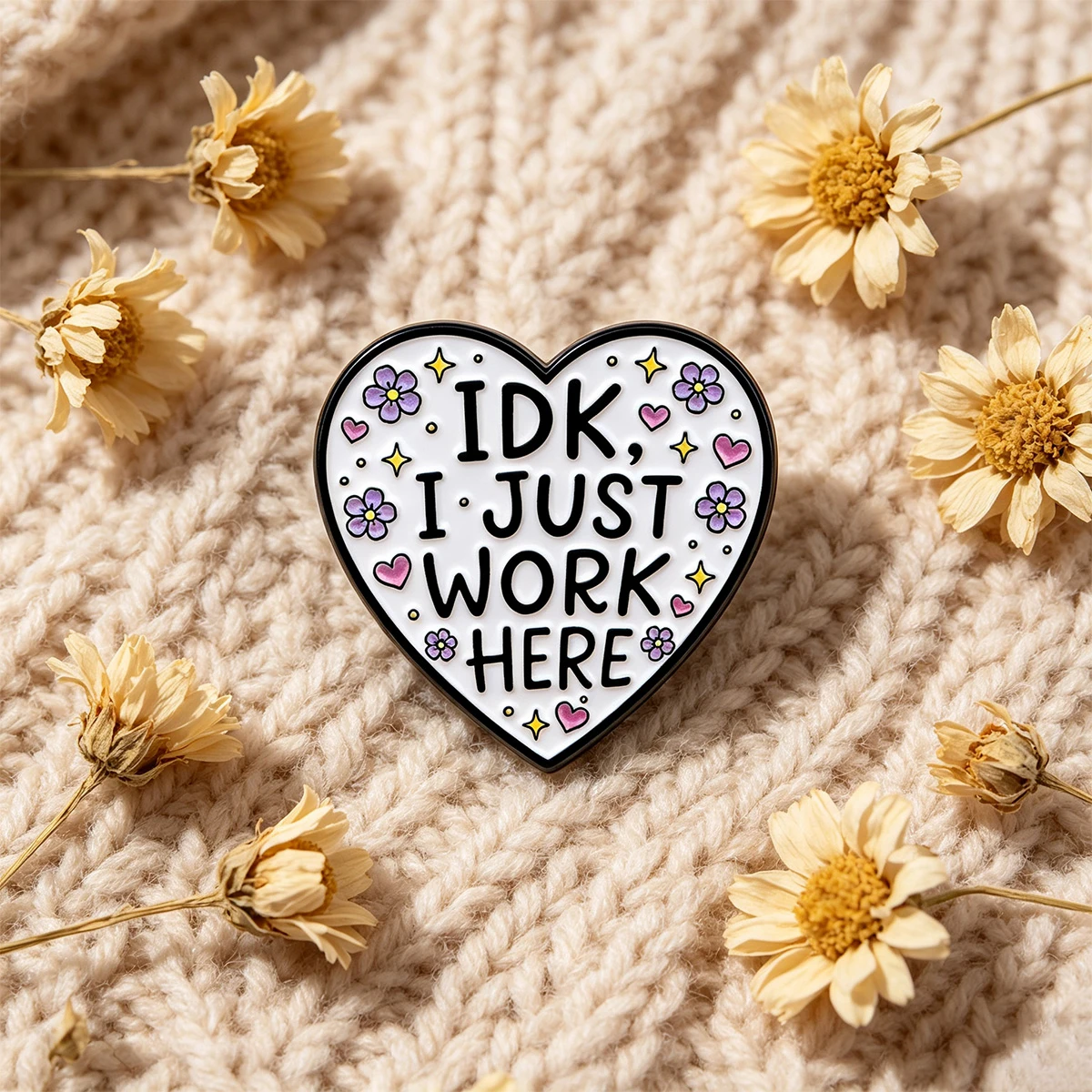 9pcs Funny I DK I Just Work Here Enamel Pin Heart Brooch Worker Gift Sarcastic Quote Badge Humor Backpack Jacket Decoration