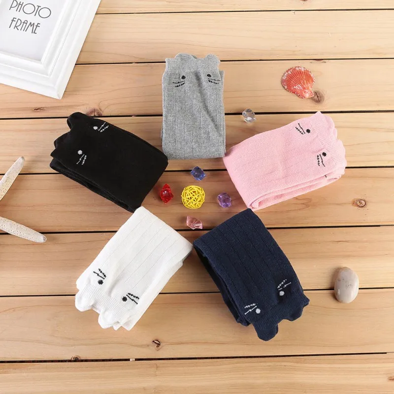 Children Girl Sock Adorable Cartoon Cat Print Knee-High Socks Kids Soft Skin-Friendly Breathable Sweat-Absorbent Long Sock 3-12Y