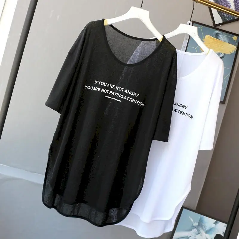 Oversized T Shirt Women Summer Casual Hollow T-shirt Loose Sunscreen Short-sleeved Mesh Tshirt Womens Trend Fashion Tops 2024