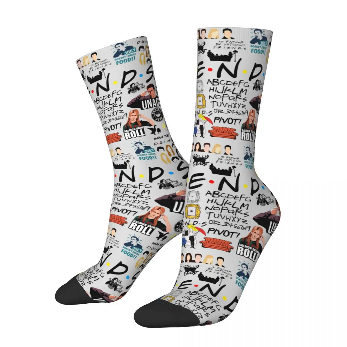 Fashion Friends TV Show American Soccer Socks Cartoon Central Perk Polyester Long Socks for Women Men Sweat Absorbing