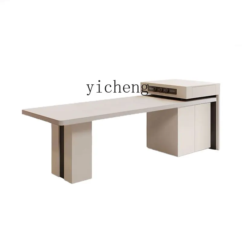 Zc Large Apartment Rock Plate Island Table Dining Table Integrated Retractable Multifunctional Dining Table and Chair