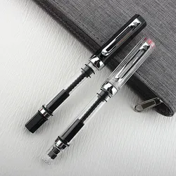 Lanbitou Transparent Fountain Pen Plastic F/EF/Hooded Nib Piston Filler Ink Pens for Writing School Office Supplies Stationery