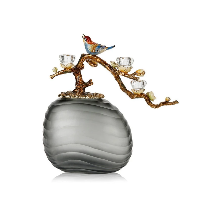Decoration Modern Luxury Decoration Enamel European Candlestick Flower Bird Candlestick Home Decoration