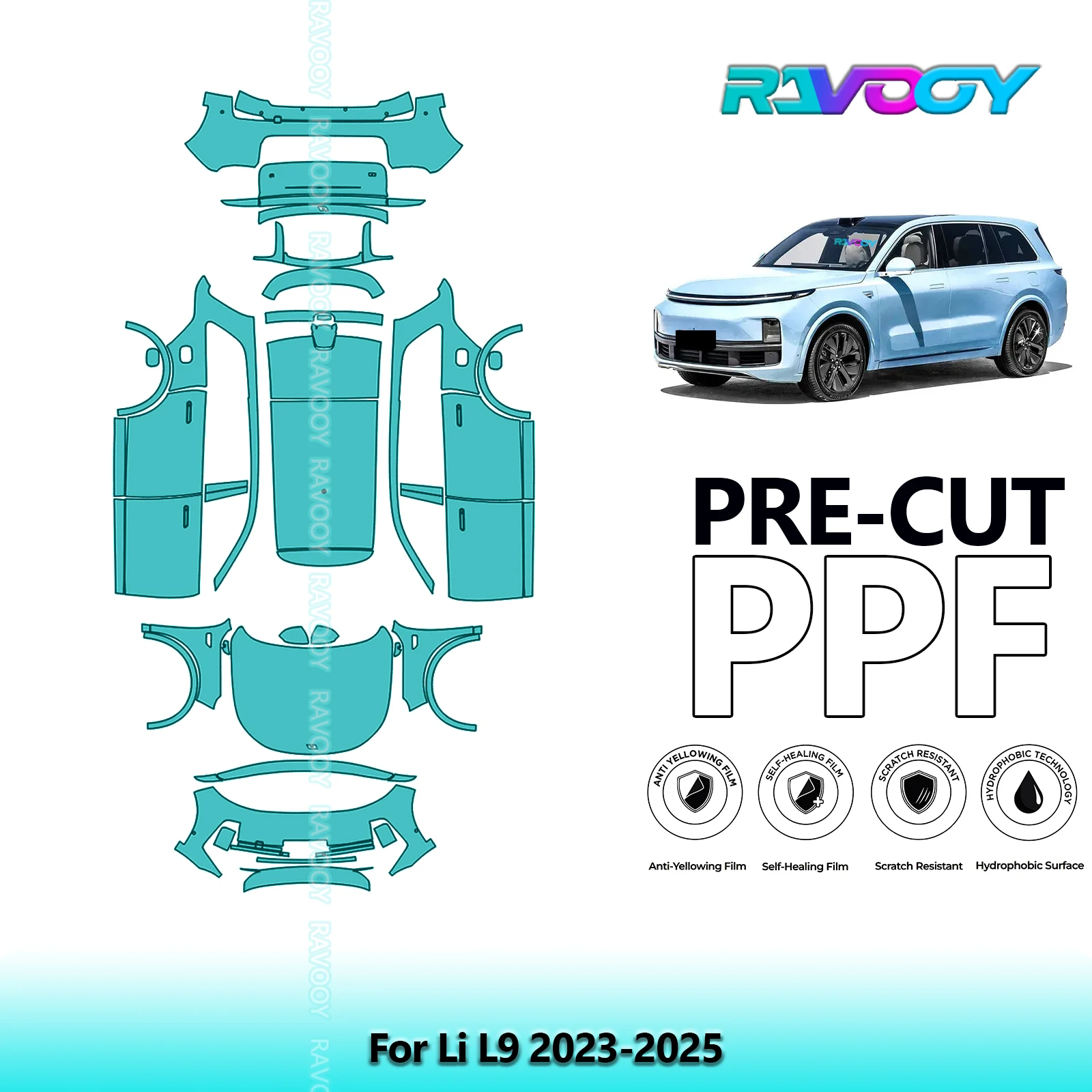 

Full Vehicle Clear Bra Precut PPF Paint Protection Film For Li L9 2023-2025